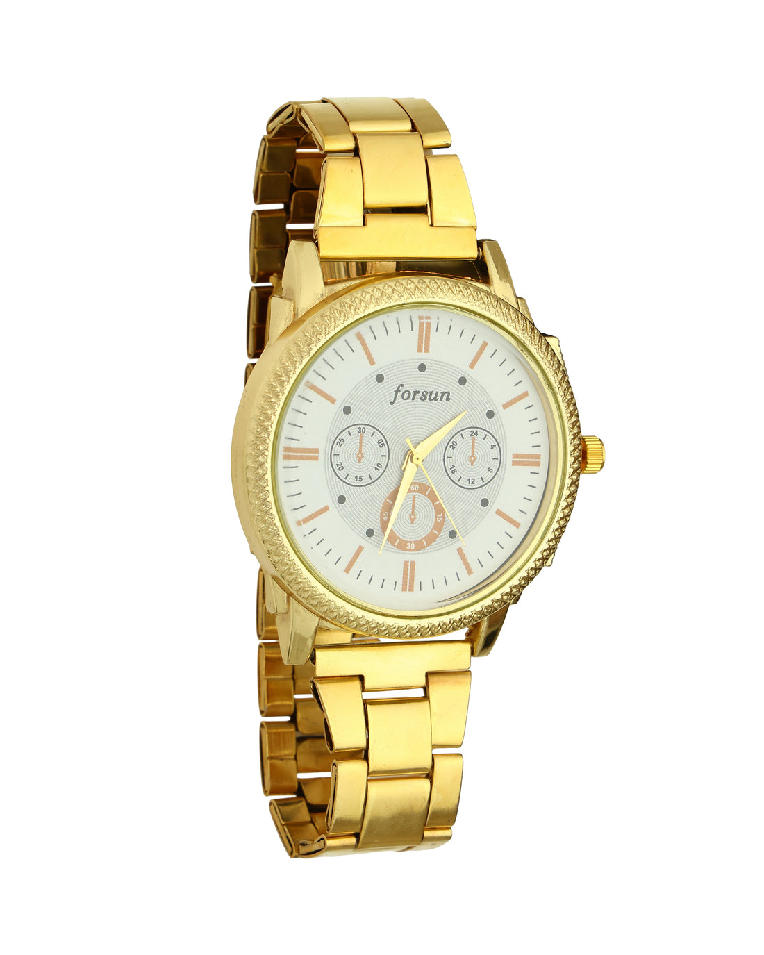 Combo of Mens Golden Watch + 2 Chain + Bracelet + 2 Ring
