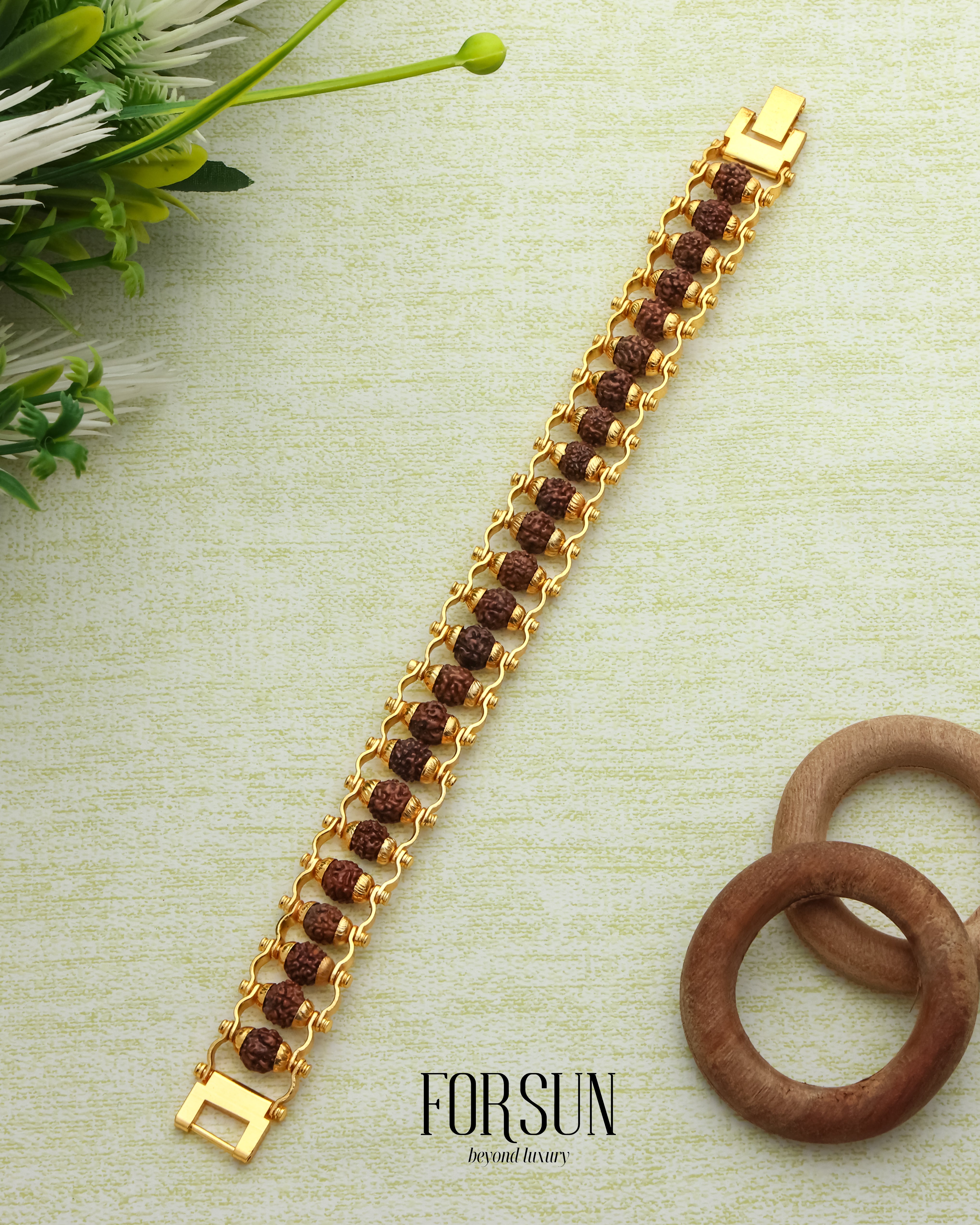 Gold Plated Modern Rudraksha Bracelet