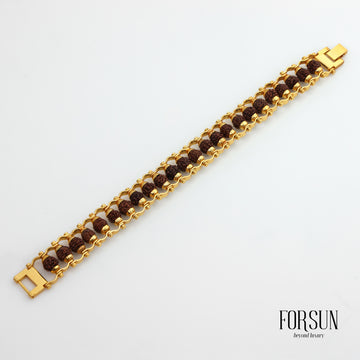 Gold Plated Modern Rudraksha Bracelet