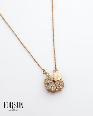 Floral Hearts Openable CZ Pendant - Rose Gold