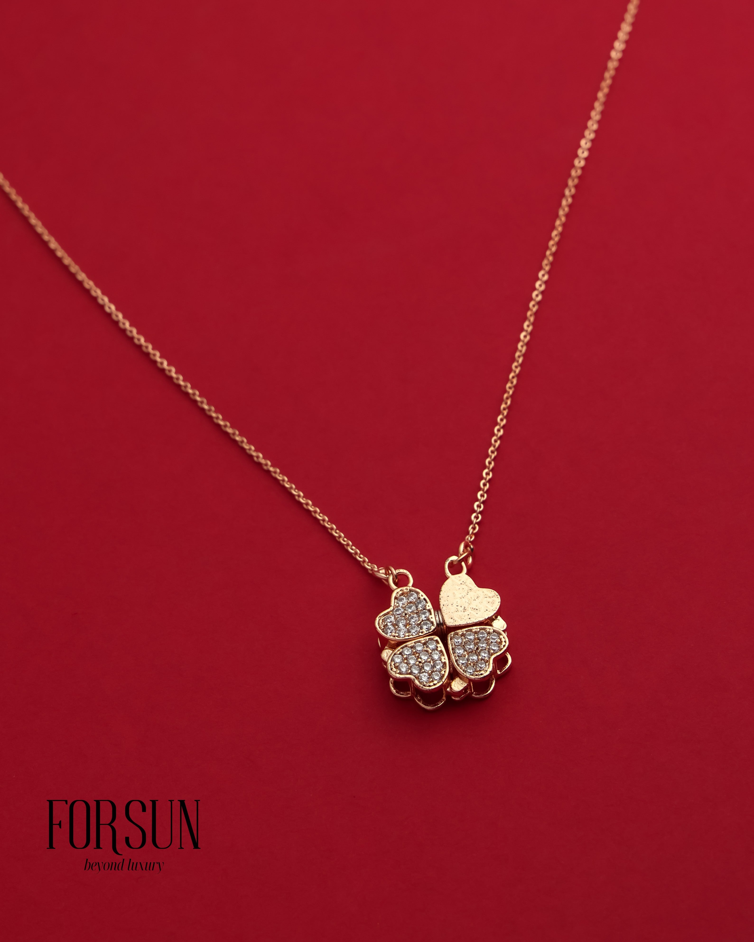 Floral Hearts Openable CZ Pendant - Rose Gold