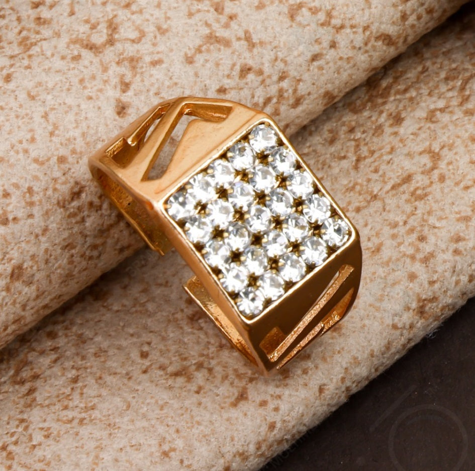 Combo of 2 Golden Chain + Bracelet + Diamond Ring + Free Digital Watch