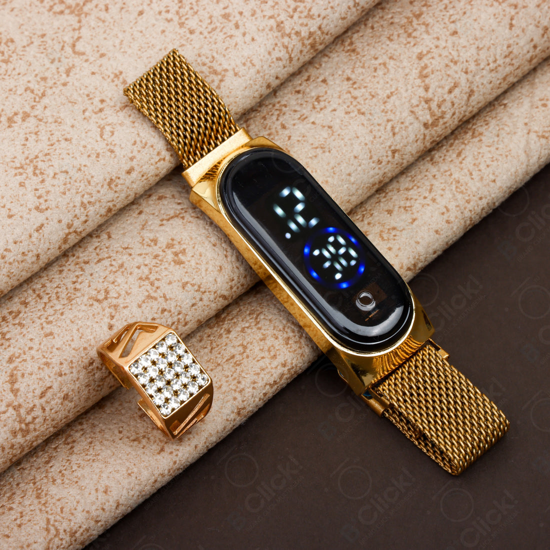 Combo of 2 Chain + Bracelet + Ring with Free Digital Watch